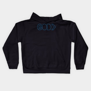 GOD>EVERYTHING (Electric Blue LOGO) Kids Hoodie